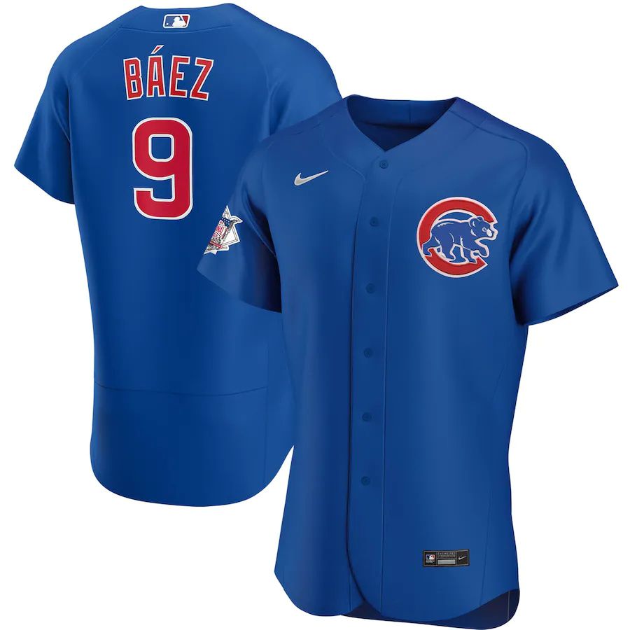 Mens Chicago Cubs 9 Javier Baez Nike Royal Alternate Authentic Player MLB Jerseys